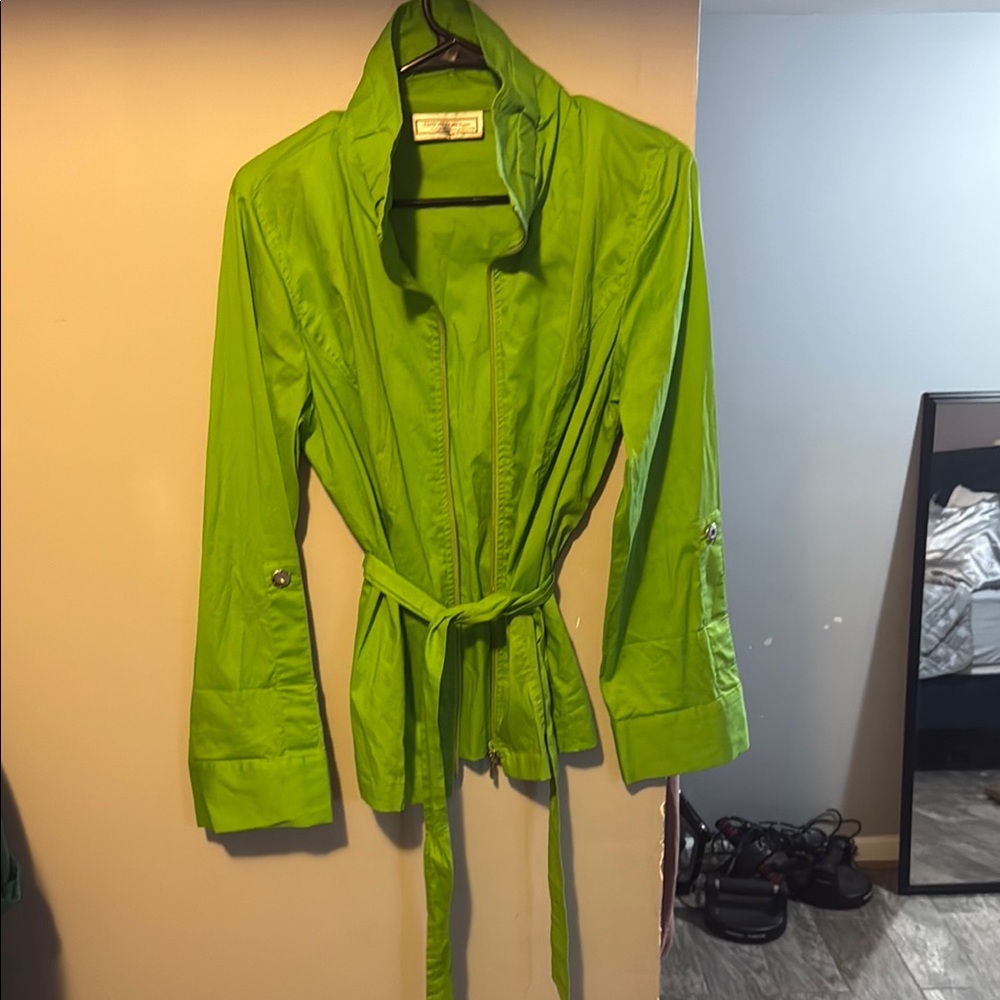 Vibrant Green Women's Trench Coat